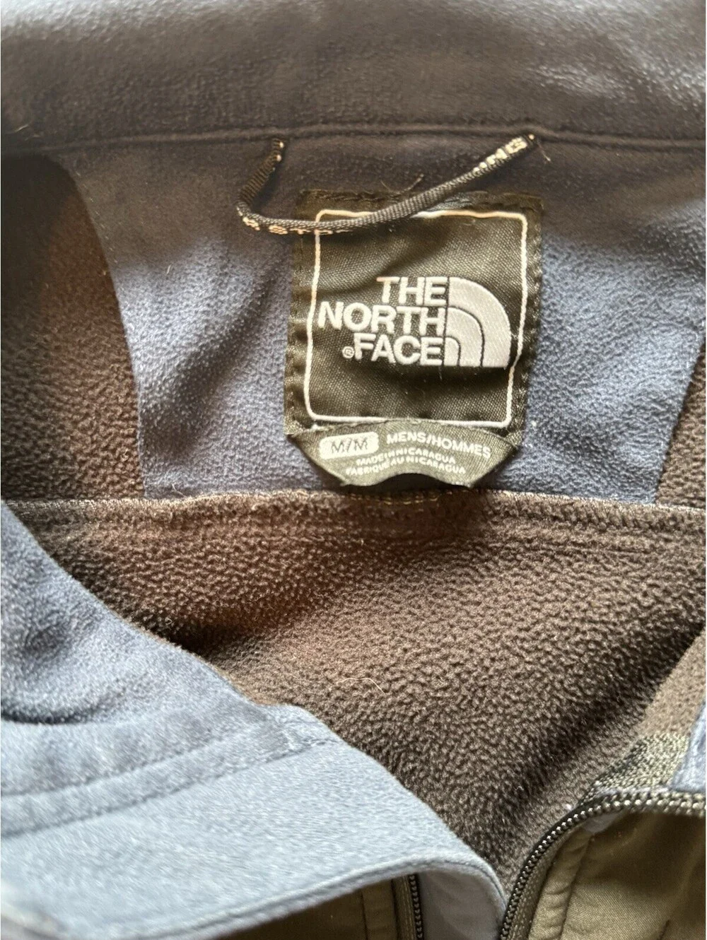 North Face Jacket Mens Medium Softshell Apex Bionic Fleece Lined Blue Black
